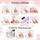 Kit de Unhas Completo, Unhas Adesivas em Gel  - Estilo Polonês(Com cabine)