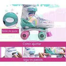 Patins Infantil  4 Rodas ARCO ÍRIS Com Luz De Led E Glitter