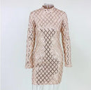 Women's Dress Sequins Round Neck Long Sleeve Nightclub Slim Dress Glitter Shiny Party Bodycon Fashion Dress High Quality