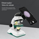 Microscópio óptico infantil - kit educacional científico experimento prático 1200X