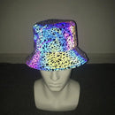 2024 Men Women Four Season Colorful Reflective Bucket Hat Y2K Harajuku Personality Printed High Street Cap gorras Рыбацкая шляпа