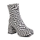 Botas femininas Vanguard com estampa quadriculada