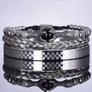 Conjunto de Pulseiras de luxo masculino/ Pulseira aço inoxidável feito à mão