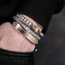 Conjunto de Pulseiras de luxo masculino/ Pulseira aço inoxidável feito à mão