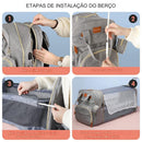 Bolsa Maternidade - Mochila dobrável, cama de bebê, à prova d'água 3 em 1