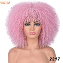 Cabelo curto Afro Kinky Curly com franja para (Você sempre única e estilosa) Multicolors
