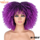 Cabelo curto Afro Kinky Curly com franja para (Você sempre única e estilosa) Multicolors
