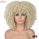 Cabelo curto Afro Kinky Curly com franja para (Você sempre única e estilosa) Multicolors