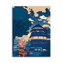 Cartoon View Street Telas decorativa para salas e quartos ( Unidade e conjunto)