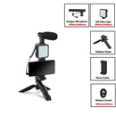 Microfone condensador com luz de preenchimento de LED de tripé para câmera de vídeo profissional( Gravação para instagram, youtube)