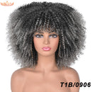 Cabelo curto Afro Kinky Curly com franja para (Você sempre única e estilosa) Multicolors