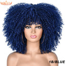Cabelo curto Afro Kinky Curly com franja para (Você sempre única e estilosa) Multicolors