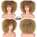 Cabelo curto Afro Kinky Curly com franja para (Você sempre única e estilosa) Multicolors