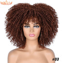 Cabelo curto Afro Kinky Curly com franja para (Você sempre única e estilosa) Multicolors