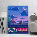 Cartoon View Street Telas decorativa para salas e quartos ( Unidade e conjunto)