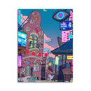 Cartoon View Street Telas decorativa para salas e quartos ( Unidade e conjunto)