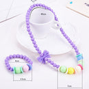 Conjunto de colar, pulseira infantil,estilo sereia, flores e bolinhas..