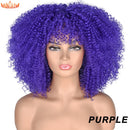 Cabelo curto Afro Kinky Curly com franja para (Você sempre única e estilosa) Multicolors