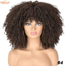 Cabelo curto Afro Kinky Curly com franja para (Você sempre única e estilosa) Multicolors