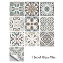 Adesivos estilosos padrão retro, superfície de azulejos, para banheiro,cozinha e decoração de casa no geral (10pcs)