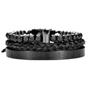 Pulseira masculina de luxo com coroa real romana de aço inoxidável