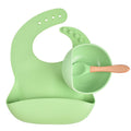 Conjunto de babadores tigela de silicone para bebê antiderrapante( Prato de sucção infantil com alça de madeira)