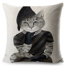Capas de almofada de linho com arte para gatos Van Gogh aquarela (45cm x 45cm)