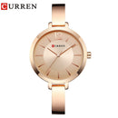 Relógio elegante femenino Curren, de aço inoxidável ultrafino relógio de quartzo estilo romântico.