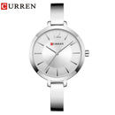 Relógio elegante femenino Curren, de aço inoxidável ultrafino relógio de quartzo estilo romântico.