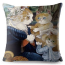 Capas de almofada de linho com arte para gatos Van Gogh aquarela (45cm x 45cm)