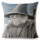 Capas de almofada de linho com arte para gatos Van Gogh aquarela (45cm x 45cm)