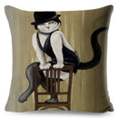 Capas de almofada de linho com arte para gatos Van Gogh aquarela (45cm x 45cm)