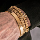 Pulseira masculina de luxo com coroa real romana de aço inoxidável