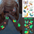 Tatuagem Luminosa para noite,adesivo temporário á Prova D' Água(Tatuagem flourescente)