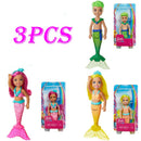 Boneca Barbie Sereia colorida, Mini sereias, kit de Barbie + roupa (Vários modelos)