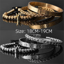 Pulseira masculina de luxo com coroa real romana de aço inoxidável