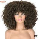 Cabelo curto Afro Kinky Curly com franja para (Você sempre única e estilosa) Multicolors