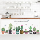 Adesivos de parede criativos, para casa e cozinha(Tema de flores,suculentas,bonsai em vaso)