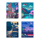 Cartoon View Street Telas decorativa para salas e quartos ( Unidade e conjunto)