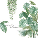 Adesivos de parede, p/sala de estar estilo nórdico, plantas tropicais (Decalques de parede de vinil ecológicos)