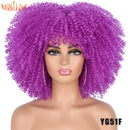 Cabelo curto Afro Kinky Curly com franja para (Você sempre única e estilosa) Multicolors