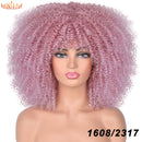 Cabelo curto Afro Kinky Curly com franja para (Você sempre única e estilosa) Multicolors