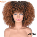 Cabelo curto Afro Kinky Curly com franja para (Você sempre única e estilosa) Multicolors