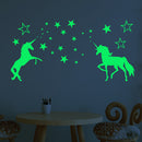 Adesivos de parede 3D Flourescente, decoração de quartos ( Unicórnio, lua, estrelas, planetas, fada)