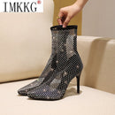 Bota moderna Bootlux, 2 modelos cano longo e curto estilo strass gladiador
