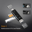 Leitor de cartão de memória adaptador (5 em 1 multifuncional usb 2.0 tipo c/usb/micro usb/tf/sd)